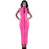 24 Colors Two Way Zipper Front Long Dress 7XL,Pink,XXXL view 1