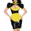 QJZM Women Leather PVC Gothic Dress Puff Sleeve Bodycon Mini Dress Elegant Ladies Workwear Dress plus size,black,4XL view 1