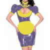 QJZM Women Leather PVC Gothic Dress Puff Sleeve Bodycon Mini Dress Elegant Ladies Workwear Dress plus size,black,4XL view 3