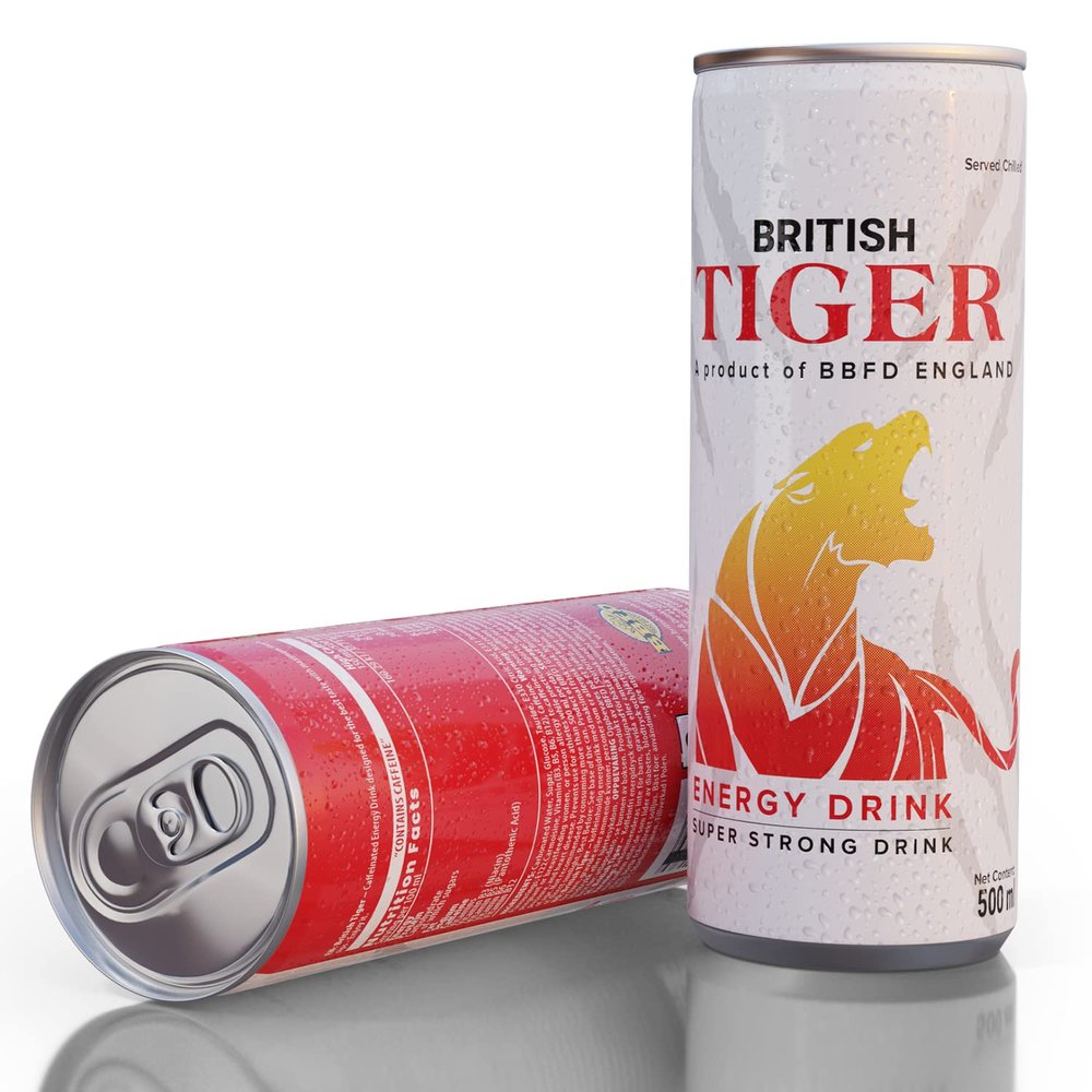 British Tiger Carbonated Energy Drink (Red) - With a light raspberry flavour with a mix of origin taste, creating a soft and fresh taste.