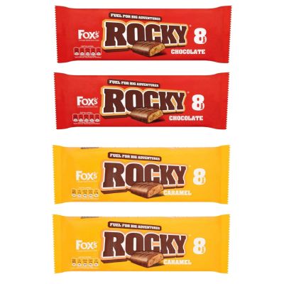 Biscuits Fox's Rocky Chocolate Bars (x24 Bars) Bundled with Fox's Rocky Caramel Bars (x24 Bars) Biscuit Bars Bulk Buy 48 Bars Total