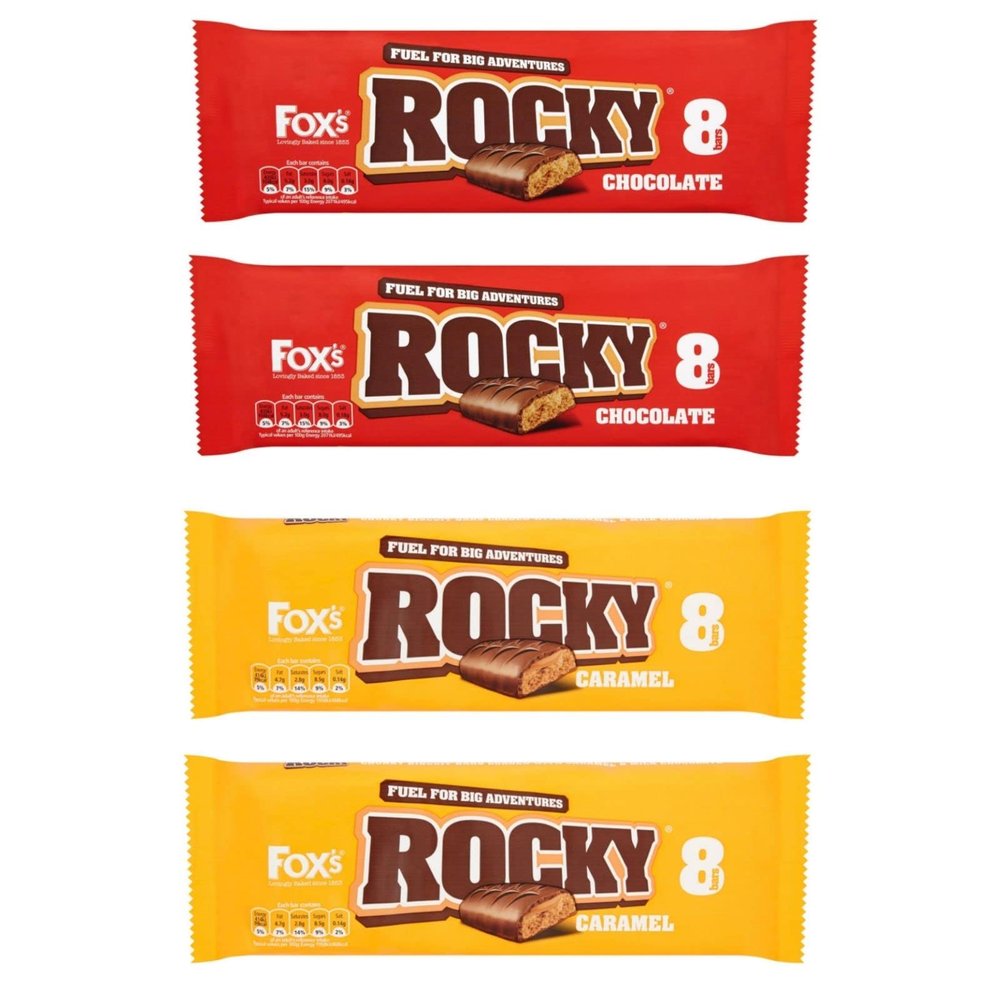 Biscuits Fox's Rocky Chocolate Bars (x24 Bars) Bundled with Fox's Rocky Caramel Bars (x24 Bars) Biscuit Bars Bulk Buy 48 Bars Total