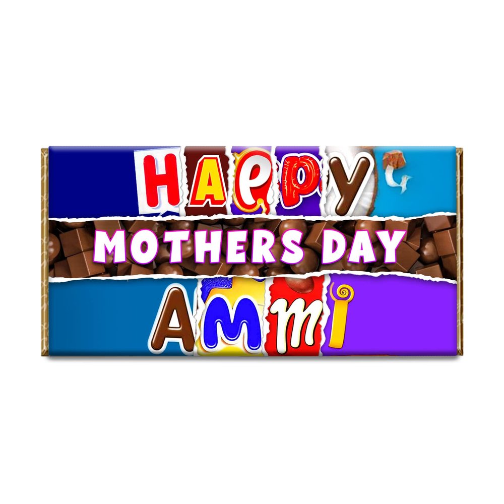 Happy Mother's Day Ammi Chocolate Bar Gift Wrapper Label Gift Present For Mom Mummy Grandma (#802) (without chocolate bar)