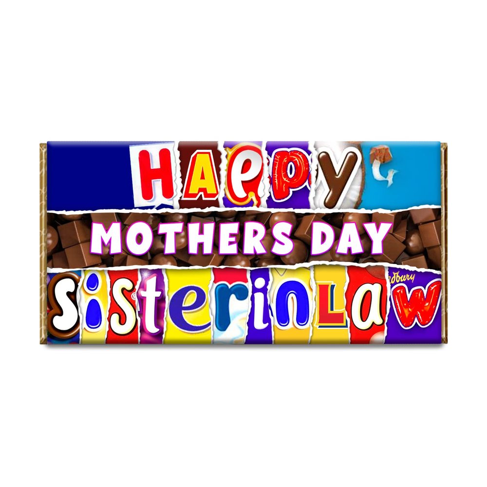 Happy Mother's Day Sister in Law Chocolate Bar Gift Wrapper Label Gift Present For Sister, Daughter, Sister(#825) (with chocolate bar)