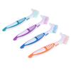 4 Pcs Denture Toothbrush, Double Bristle Head Denture Cleaning Brush Set, Portable False Teeth Brushes for Denture Care Denture Cleaner (4 Colors) view 2