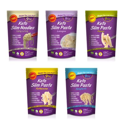 Eat Water Slim Mix Pack- Shirataki, Zero Carbohydrates & Sugar-Free, Made from Organic Konjac Flour, Low-Calorie Vegan, Keto & Paleo-Friendly - 270g (Pack of 10)