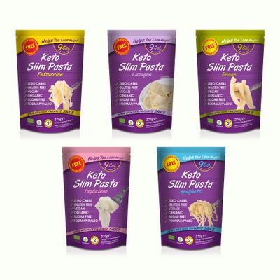 Eat Water Slim Mix Pack- Shirataki, Zero Carbohydrates & Sugar-Free, Made from Organic Konjac Flour, Low-Calorie Vegan, Keto & Paleo-Friendly - 270g (Pack of 5)