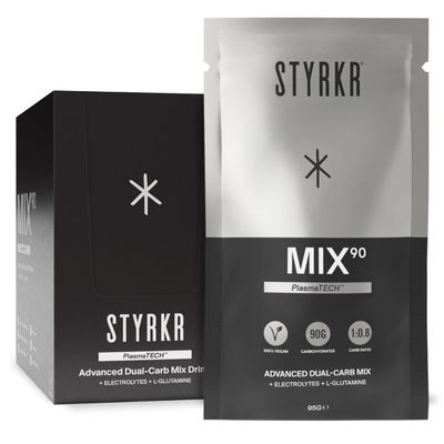 Styrkr MIX90 Energy Powder Drink Mix - Pack of 12 Energy Powder Sachets for Cycling & Running - Approved by Endurance Atheletes - 90g of Carbs via Advanced Dual-Carb Formulation - 12x Pack