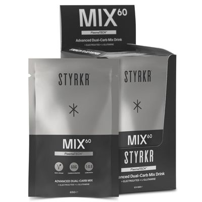 Energy Powder Sachets by Styrkr - Pack of 12 Energy Powder Mix for Cycling & Running - Approved by Endurance Atheletes - 60g of Carbs via Advanced Dual-Carb Formulation - MIX60 12x Pack