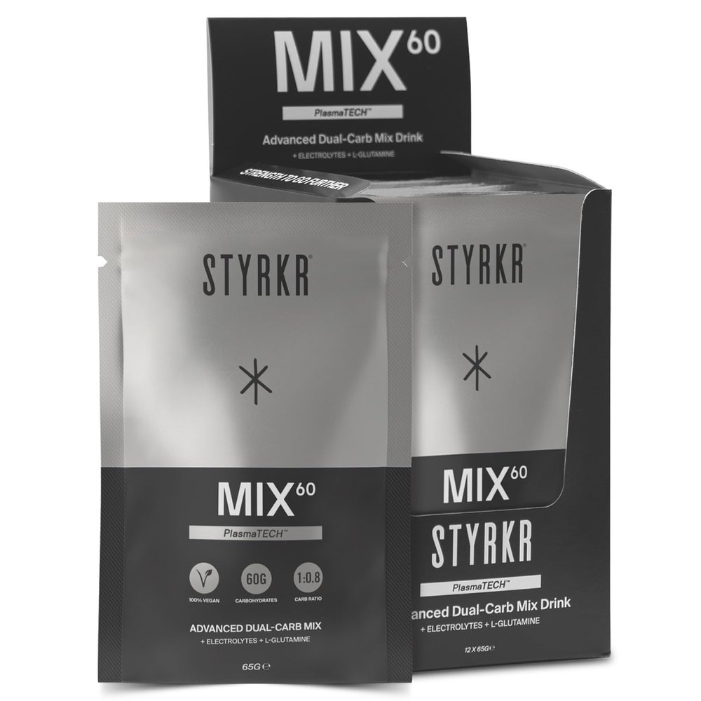 Energy Powder Sachets by Styrkr - Pack of 12 Energy Powder Mix for Cycling & Running - Approved by Endurance Atheletes - 60g of Carbs via Advanced Dual-Carb Formulation - MIX60 12x Pack
