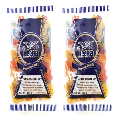 ganaric Heera Far Square Net (Fryums) 200g (Pack of 2)  A Flaky, Crispy And Bit Sweet Salty In Taste Vibrant Snack Either Eaten As Snack Or Served To Accompany Meal