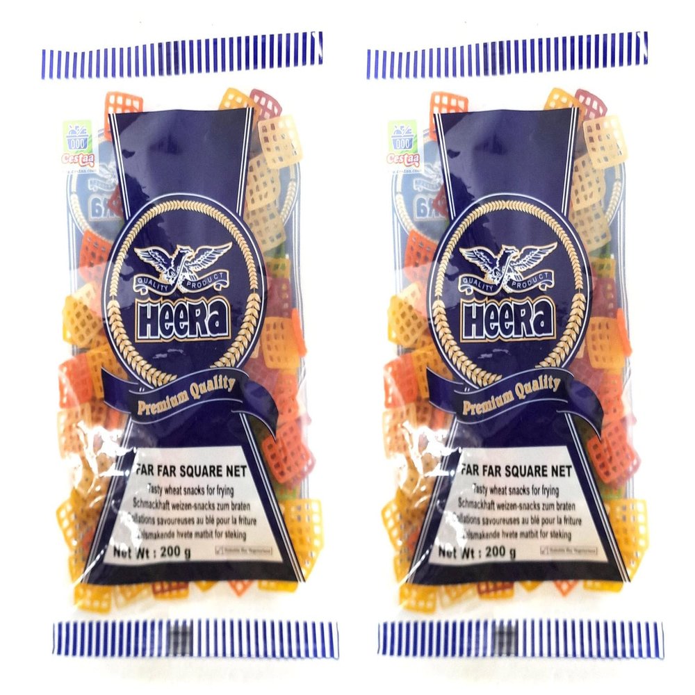 ganaric Heera Far Square Net (Fryums) 200g (Pack of 2) A Flaky, Crispy And Bit Sweet Salty In Taste Vibrant Snack Either Eaten As Snack Or Served To Accompany Meal