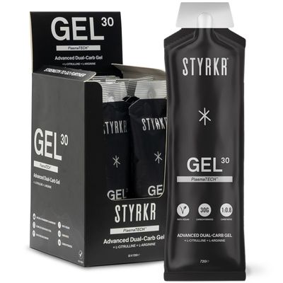 GEL30 Energy Gels by Styrkr - 30g of Carbs - Pack of 12 Energy Gels for Running & Cycling - Approved by Endurance Athletes - Advanced Dual-Carb Formulation - GEL30 12x Pack