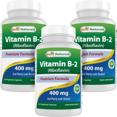 Best Naturals Vitamin B2 (Riboflavin) 400mg - Veggie Capsules - Conezyme Precursor - 120 Count (120 Count (Pack of 3))