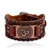 TYUTYU Charms Yoga Symbol Wide Wrap Layer Bangle Genuine Leather Watch Strap Bracelet Jewelry Punk Men Cuff Jewelry (Metal Color : Antique copper) view 1