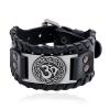 TYUTYU Charms Yoga Symbol Wide Wrap Layer Bangle Genuine Leather Watch Strap Bracelet Jewelry Punk Men Cuff Jewelry (Metal Color : Antique copper) view 2