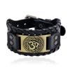 TYUTYU Charms Yoga Symbol Wide Wrap Layer Bangle Genuine Leather Watch Strap Bracelet Jewelry Punk Men Cuff Jewelry (Metal Color : Antique copper) view 3