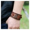 TYUTYU Charms Yoga Symbol Wide Wrap Layer Bangle Genuine Leather Watch Strap Bracelet Jewelry Punk Men Cuff Jewelry (Metal Color : Antique copper) view 4