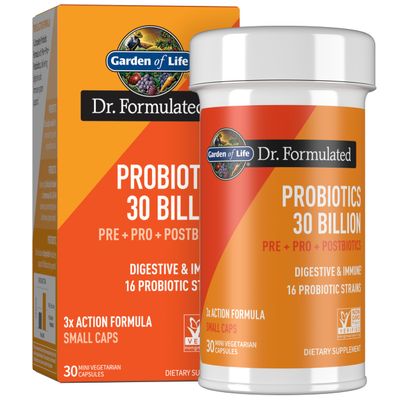 Garden of Life Dr. Formulated Once Daily 3-in-1 Complete Probiotics, Prebiotics & Postbiotics - Pre+ PRO + Post-Stbiotic Supplement for Adult Digestive and Immune Health, 30 Billion CFU, 30 Day Supply