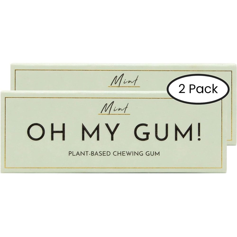 OH MY GUM! Natural Chewing Gum in Mint Pack of 2 (10 Pieces/Pack) | 100% Plant Based Aspartame Free Chewing Gum | Award Winning Sugar Free Chewing Gum & Good for Teeth |