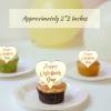 12 Valentine's Day Acrylic Cupcake Toppers Heart shaped Valentines toppers Love Valentine Toppers (MIRROR GOLD) view 4
