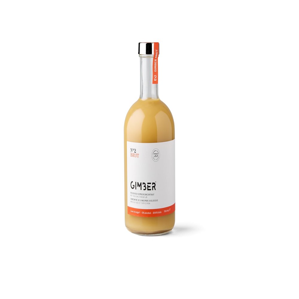Gimber No.2 Brut Organic Ginger Concentrate 700ml l Less sugar | Made from Ginger, Yuzu Fruit & Lemon Thymee