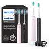 Philips Sonicare 3100 Electric Toothbrush, Sonic Toothbrush, Pressure Sensor and Timer, Sugar Rose and Black, Dual Pack, HX3675/15 view 1