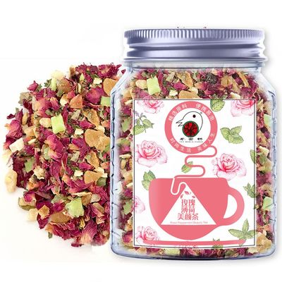 Plant Gift Rose Peppermint Beauty Tea, (Lemon, Papaya, Mango, Pineapple, Grape,) Caffeine Free - Loose Leaf - Bulk - Non GMO Hibiscus Iced Tea Bags, Herbal Tea, Health tea, 70G/2.5oz