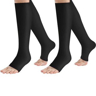 2 Pair Compression Socks Plantar Fasciitis Socks Arch Support Foot Socks Skin Protection High Support Stockings for Men Women (S/M, Black)