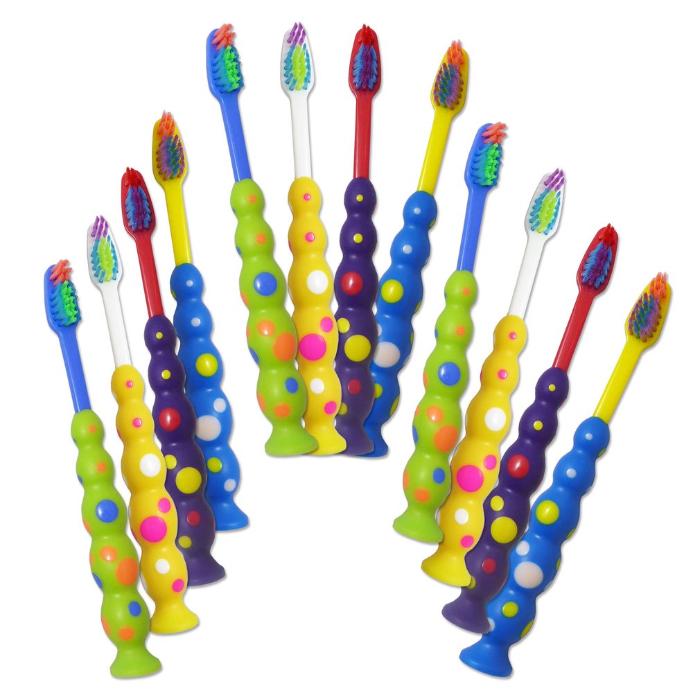100 x Children's Toothbrushes ~ Bulk Pack Wholesale Kids Manual Brushes (Sucker Base)