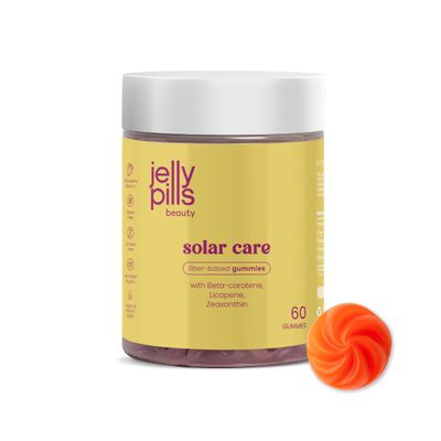 Jelly Pills Beta Carotene Gummies with Lycopene, Copper and Vitamins A, C and E - No Sugar Added - 60 Strawberry Flavoured Vegan Gummies to Accelerate Your Skin's Tanning Process