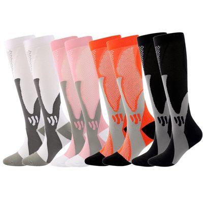 Linghe 4 Pairs Compression Socks for Men and Women, Is Best for Football, Travel, Flight, Athletics, Running, Calf Pressur Support, Nurse 20-25mmHg. (XXL, 03)