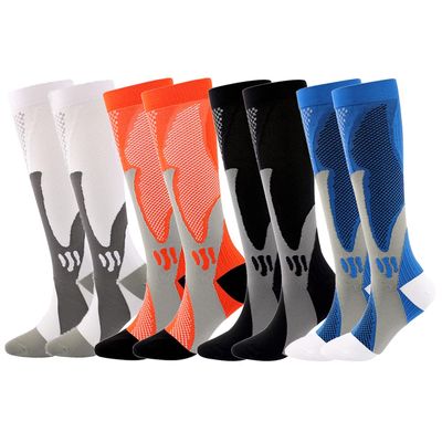 Linghe 4 Pairs Compression Socks for Men and Women, Is Best for Football, Travel, Flight, Athletics, Running, Calf Pressur Support, Nurse 20-25mmHg. (XXL, 01)