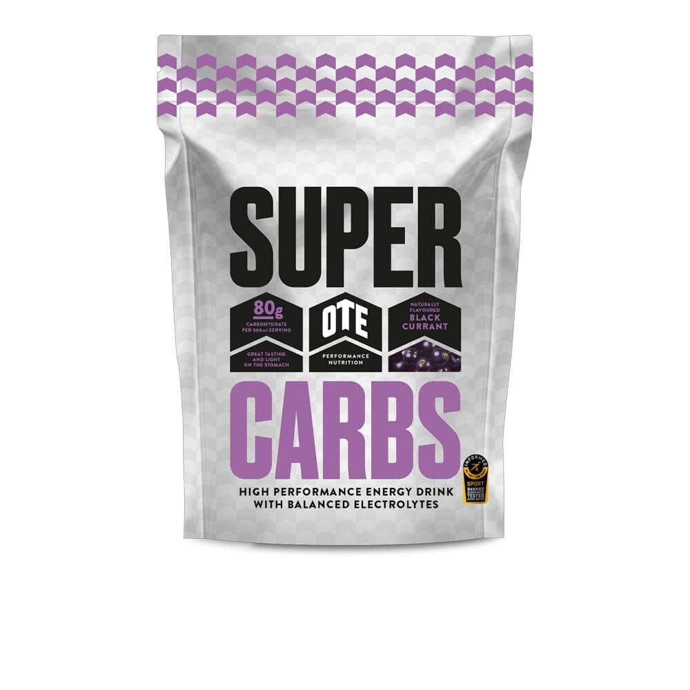 OTE Super Carbs - Energy Supplement Drink with 80g of Carbohydrates and a Balance of Electrolytes - Vegan-Friendly - 10 Servings (Blackcurrant)