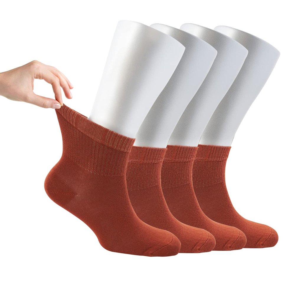 Cosyfeel Women Loose Diabetic Socks | 4-Pack Neuropathy Ankle Socks for Ladies | Super Soft Eco-Friendly Bamboo Material | Durable with Seamless Toe | Multicolour Patterns | 4 Seasons
