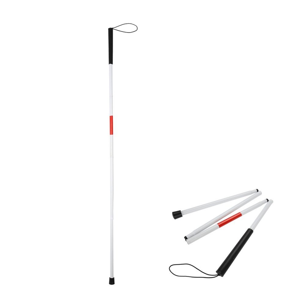 AYNEFY Folding Walking Stick, Reflective Cane for Blind People, Aluminium Alloy, White
