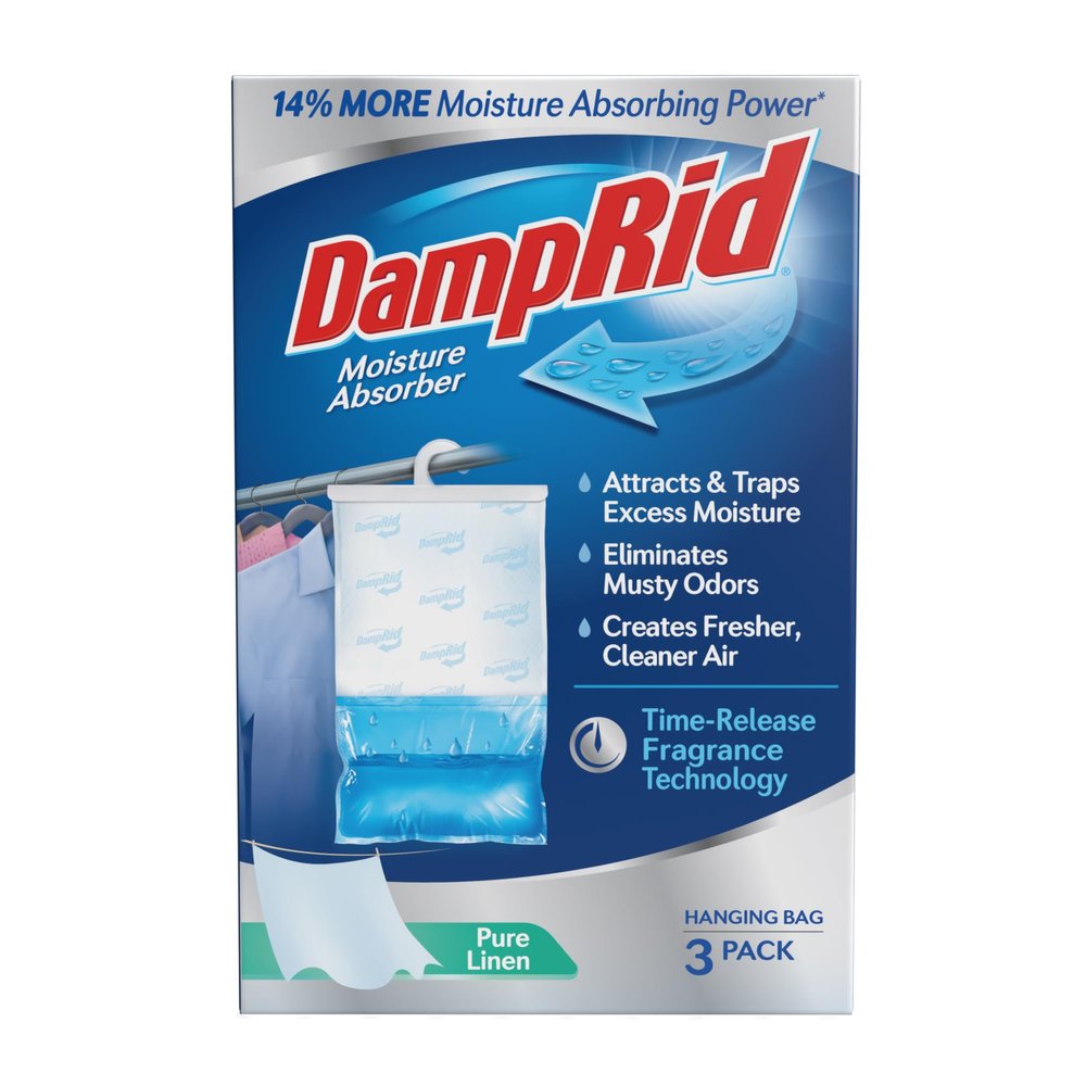 DampRid Pure Linen Hanging Moisture Absorber, 16 oz., 3 Pack - Eliminates Musty Odors for Fresher, Cleaner Air, Ideal Moisture Absorbers for Closet, 14% More Moisture Absorbing Power*