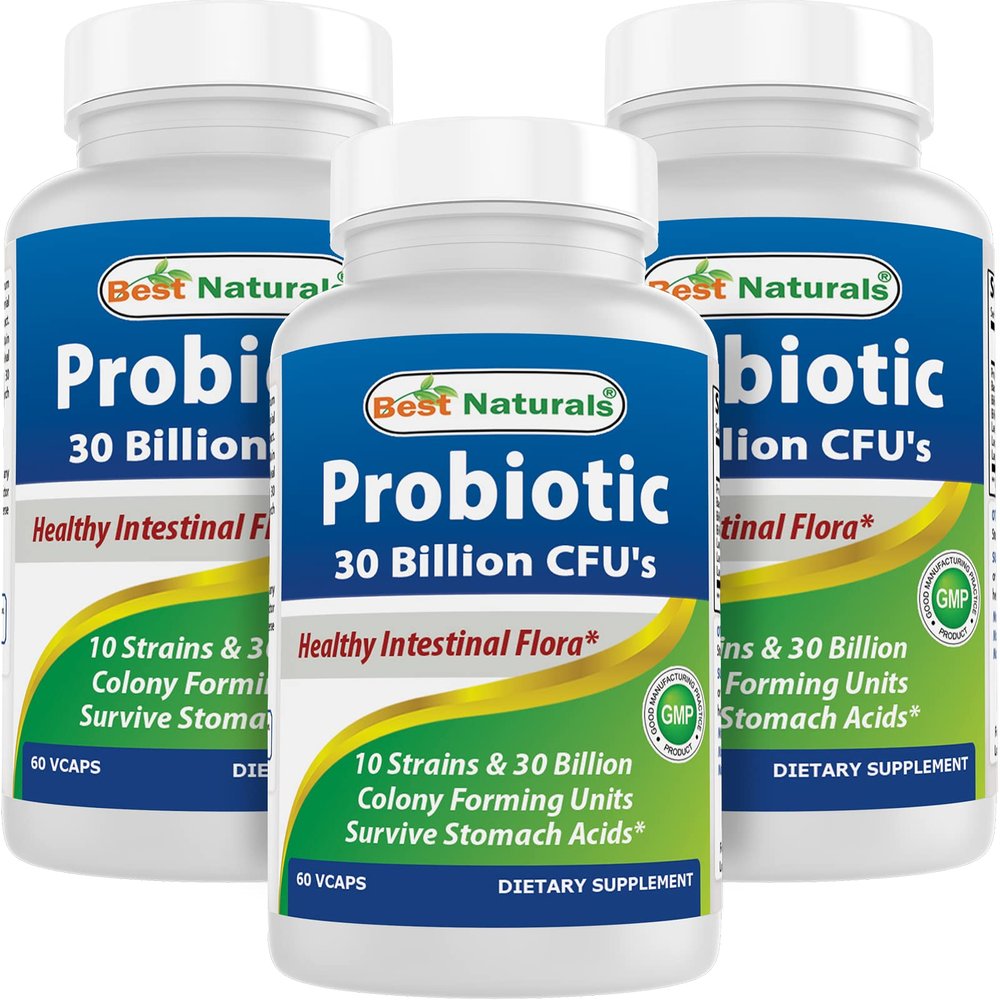 Best Naturals Probiotic 10 Strains 30 Billion Shelf Stable 60 Vcaps  (60 Count (Pack of 3))