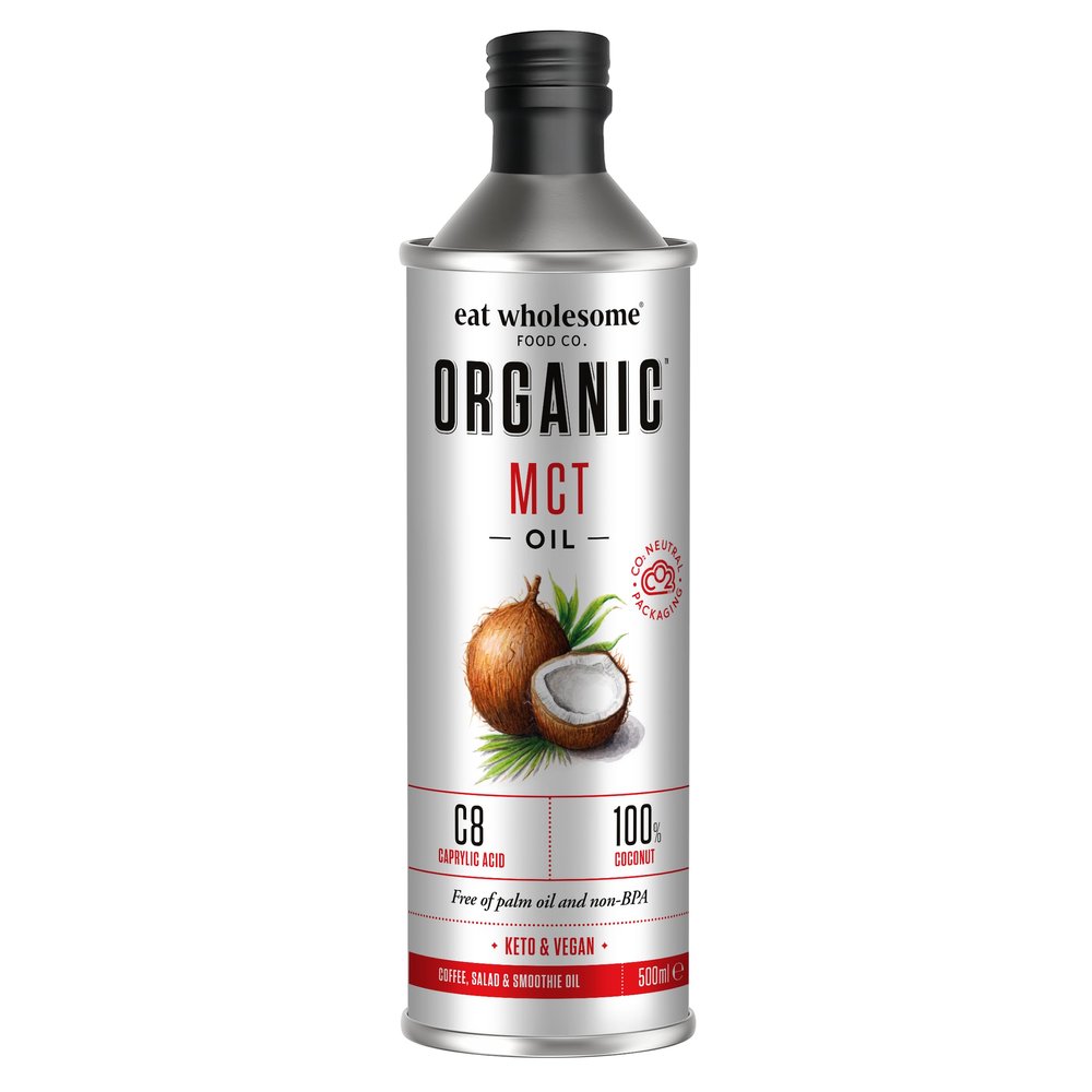 Eat Wholesome Organic MCT Oil, 500ml - High C8 and C10, 100 Percent Coconut, For Coffees, Salads and Smoothies, Keto and Vegan Friendly, CO2 Neutral Packaging