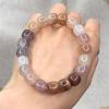 WKXCTS Bracelets Natural Jade Bracelet Women Jewelry Men Violet Golden Silk Jades Stone Bead Elastic Beaded Bangle Lucky Amulet Bracelets jewellery (Gem Color : Clear) view 2