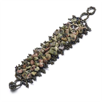 WKXCTS Bracelets Bohemian Blue Natural Stone Beaded Bracelets For Women Ethnic Colorful Handmade DIY Rice Beads Elastic Bracelets Trendy Jewelry jewellery (Metal Color : 5604)