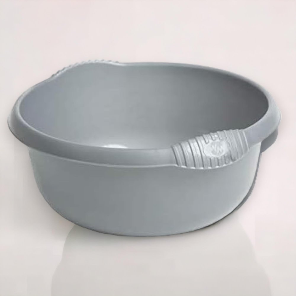 1 x 7 Litre Multipurpose Washing Up Basin Bowl for Kitchen, Home, Garden, Campaign, Outdoor Wash, Silver 32cm