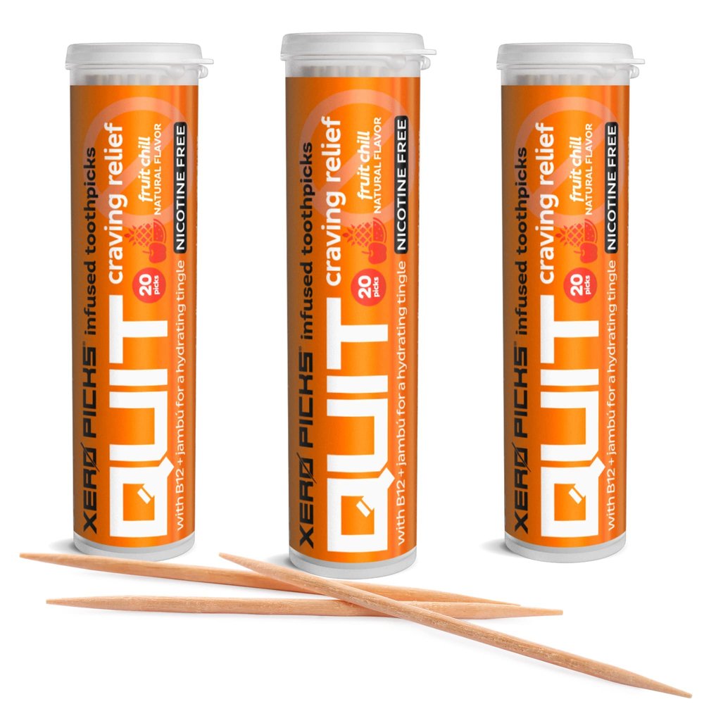 Xero Picks Quit Infused Flavored Toothpicks - Craving Relief (3 Pack of 20 Picks per, Fruit Chill)