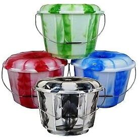 3L Litre High Grade Multipurpose Tie dye Design Bucket Bin With Metal Handle And Lid Storage Container, Hard Wearing Bucket For Food Storage, Garden, Cleaning, Kitchen (Assorted Colours) (10)
