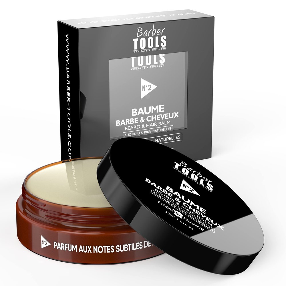 Barber Tools Beard Balm N2 with 100% Natural Oils 30 ml - Made in France - Nourishes, Hydrated, Textured With 2 Waxes, 2 Butters, 5 Vegetable Oils, 2 Essential Oils, Vitamin E