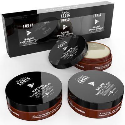 BARBER TOOLS Beard Balm Set N1/2/3, 3x30 ml with 100% Natural Oils - Made in France - Nourishes, Hydrates, Textures