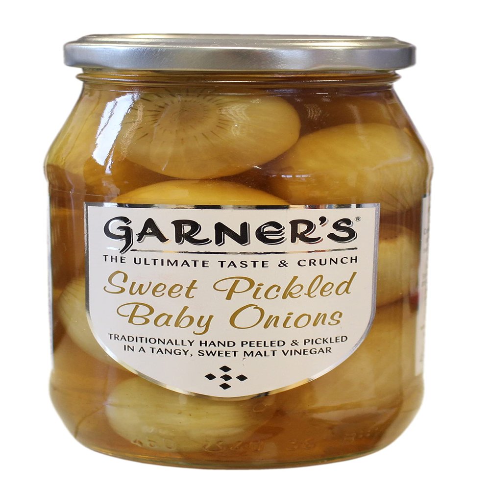 Garner's Sweet Pickled Baby Onions, In a Tangy Sweet Malt Vinegar, Vegan, Bulk Pack, 454 g (Pack of 6)