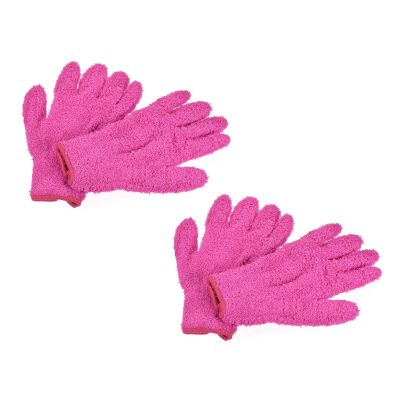 sourcing map Dusting Cleaning Gloves Microfiber Mittens for Plant Blinds Lamp Window, Rose Red 2 Pairs