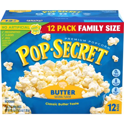 Pop Secret Butter Microwave Popcorn 12ct (3.2oz Bags), 38.4oz Box (Pack of 1)