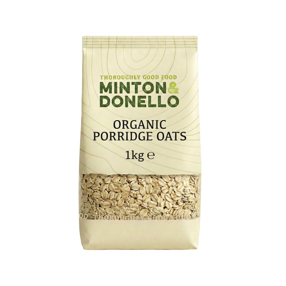 Minton & Donello Organic Porridge Oats 1kg  Wholesome, Creamy Oats Perfect for Breakfast, Baking, Smooth & Warming Bowls, and Nutritious Everyday Meals